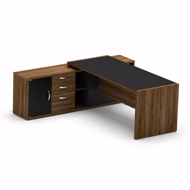 Mesa com Credenza UP 3 Gavetas Nogal